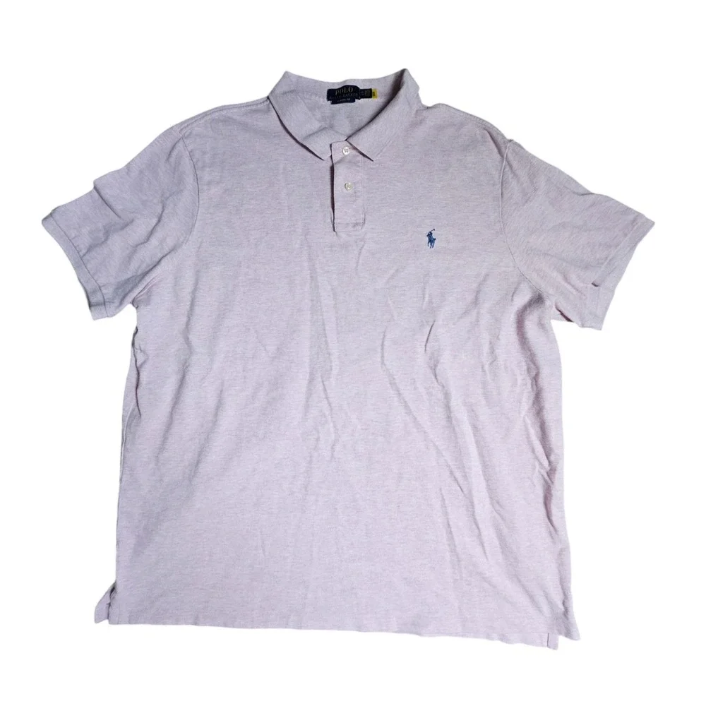Polo Ralph Lauren Classic Fit Polo Pink Heather Marl 2XL Quiet Luxury Cotton EUC